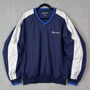 Vintage TaylorMade Mens XL Blue V-Neck Pullover Windbreaker Jacket